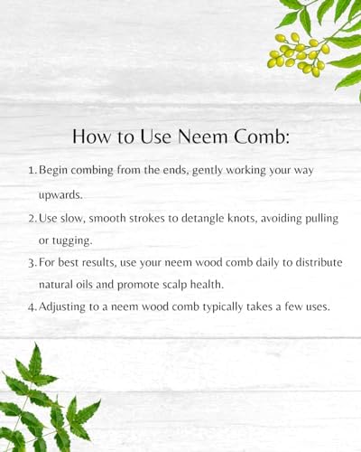 Neem Wooden Comb, Soaked In 13 Herbs Neem & Sesame Oil
