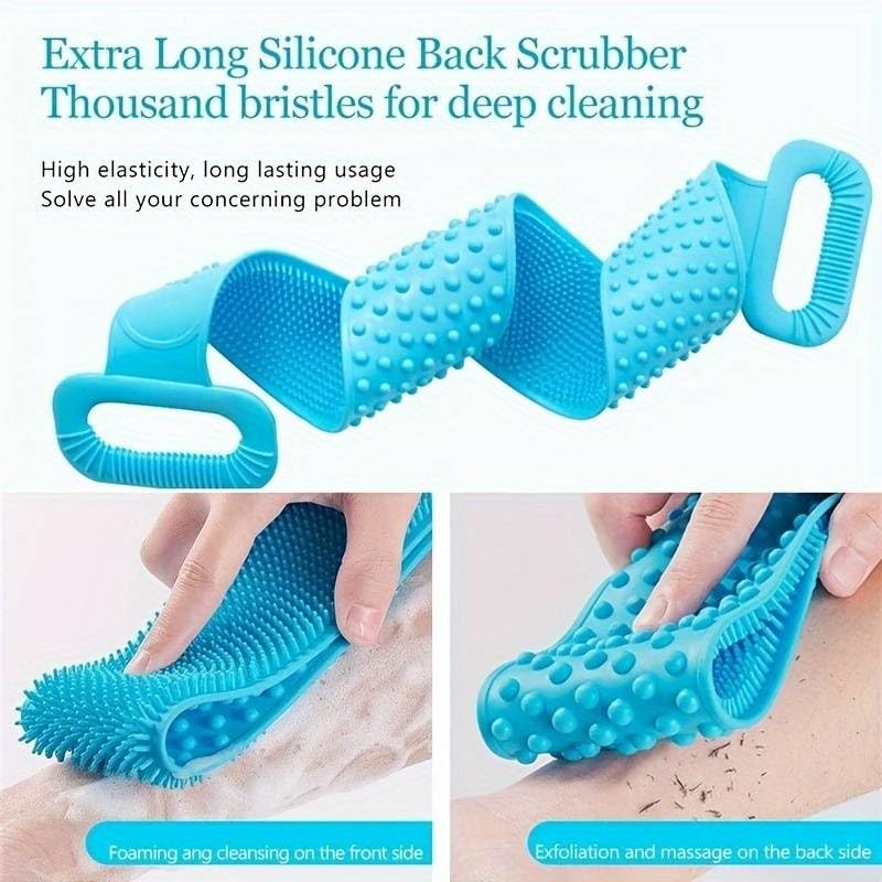 Blue Double Side Bathing Brush for Skin Deep Cleaning Massage