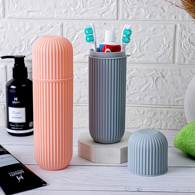 2Pc Capsule Shape Travel Toothbrush