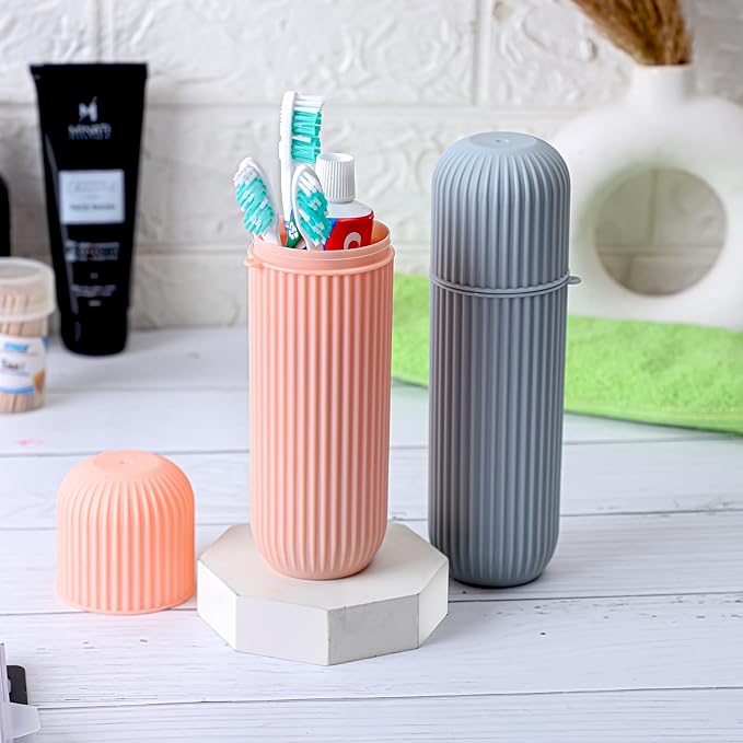 2Pc Capsule Shape Travel Toothbrush
