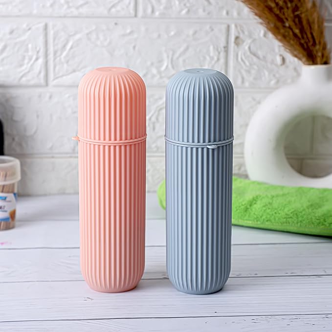2Pc Capsule Shape Travel Toothbrush